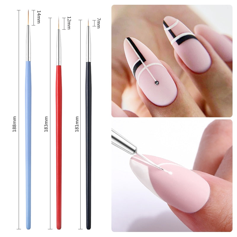 French Stripe Nail Art Liner Brush Set