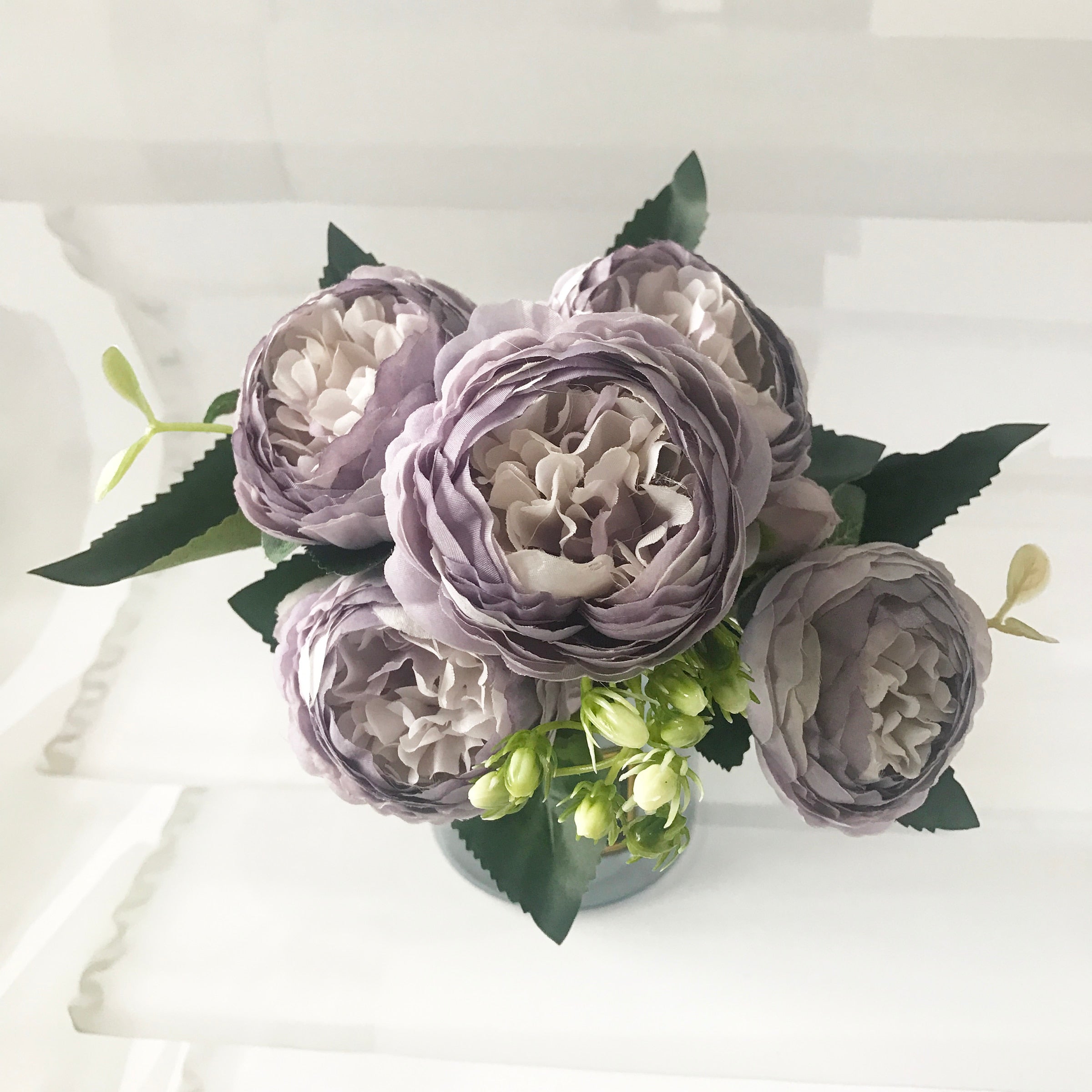 30cm Rose Pink Silk Peony Artificial Flowers Bouquet 5 Big Head and 4 Bud Cheap Fake Flowers for Home Wedding Decoration indoor