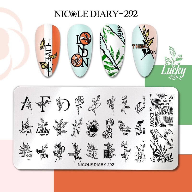 Nail Stamping Plates Leaf Floral Butterfly Line Printing Stencil Nail Stamp