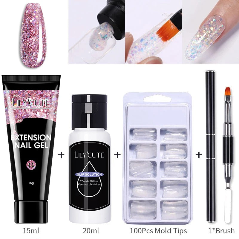 LILYCUTE Nail Extension UV Gel Set