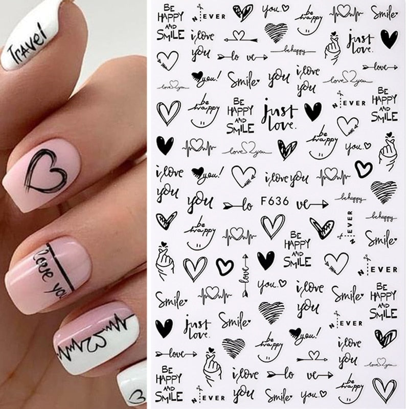 Heart Letter Nail Sticker Nail Art Decoration