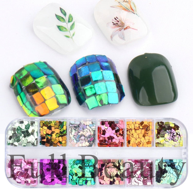 Iridescent Mixed Hexagon Nail Glitter Sequins Holo Flakes Nail Art