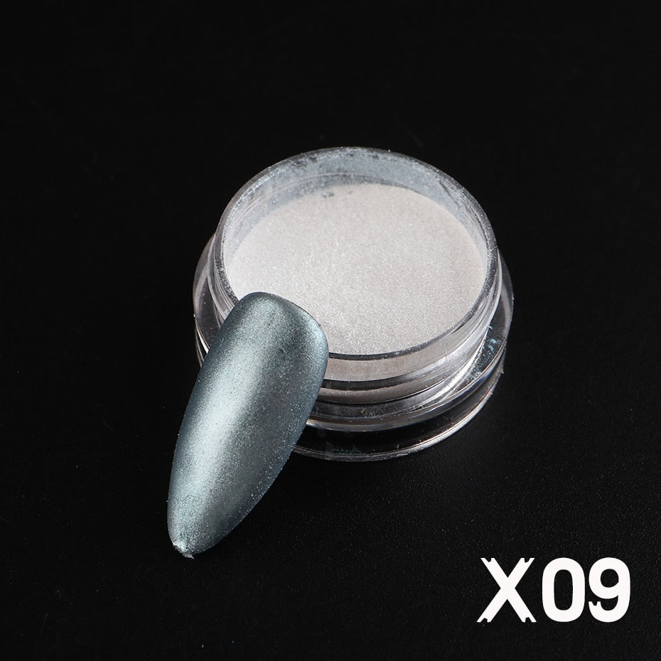 Mirror Nail Powder Pigment Pearl White Rubbing on Nail Art Glitter Dust Chrome Aurora Blue Manicure Holographic Decorations TRZY