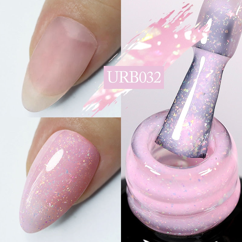 Milky Jelly White Glitter Rubber Base Gel Polish