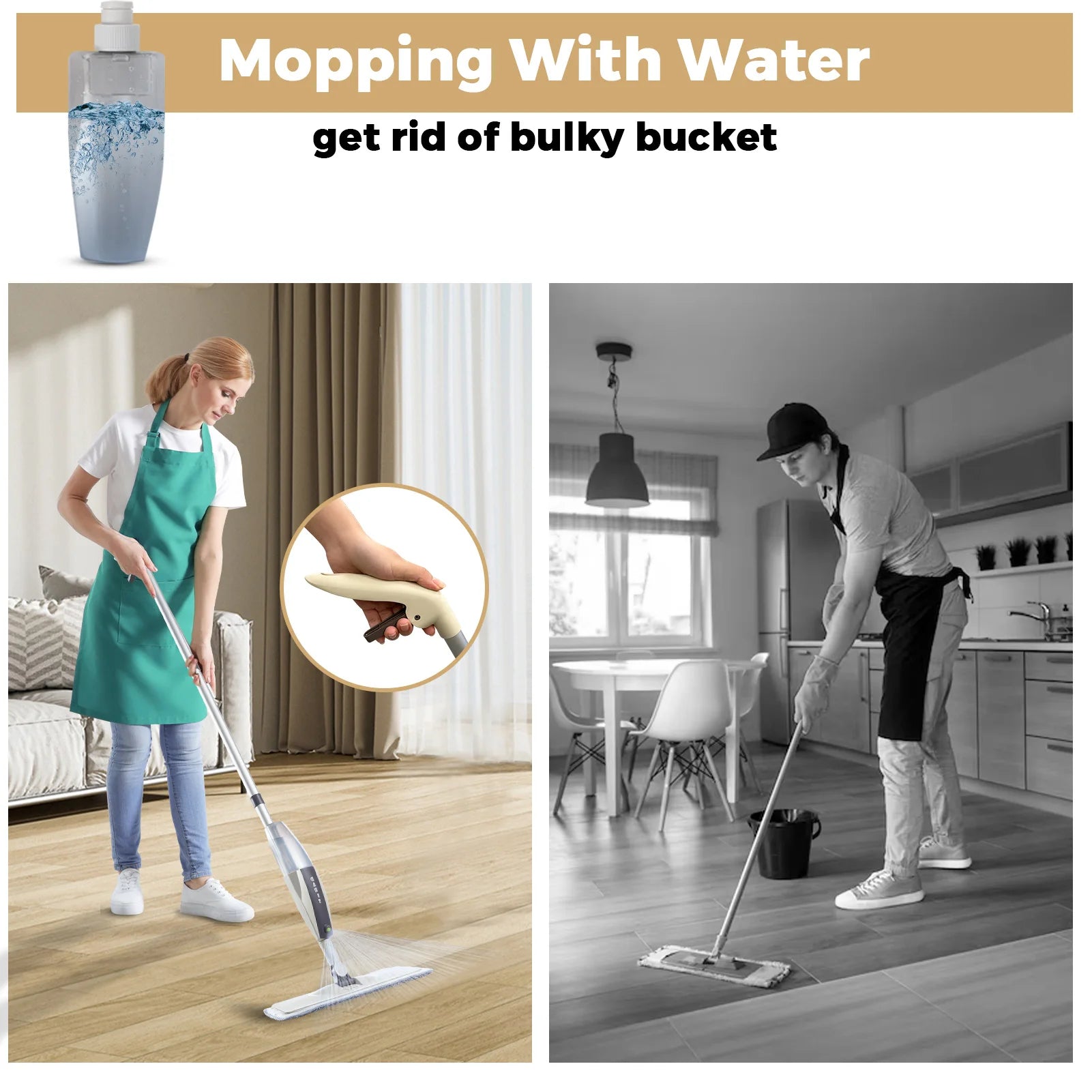 Spray Floor Mop with Reusable Microfiber Pads 360 Degree Handle Mop for Home Kitchen Laminate Wood Ceramic Tiles Floor Cleaning