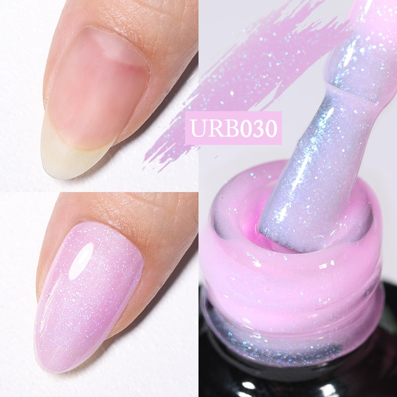 Milky Jelly White Glitter Rubber Base Gel Polish