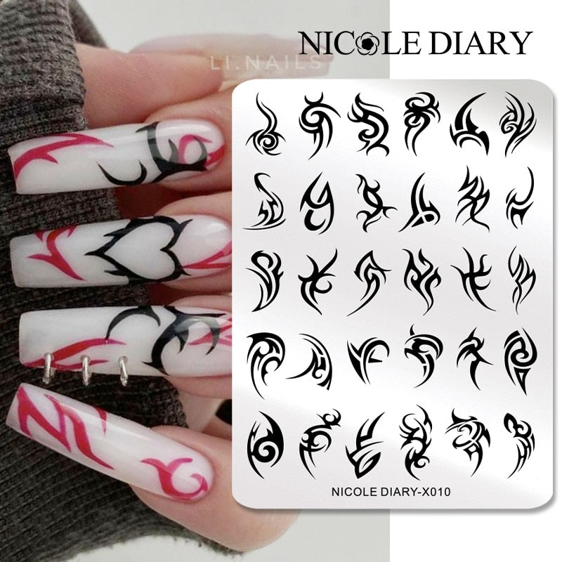 Nail Stamping Plates Leaf Floral Butterfly Line Printing Stencil Nail Stamp