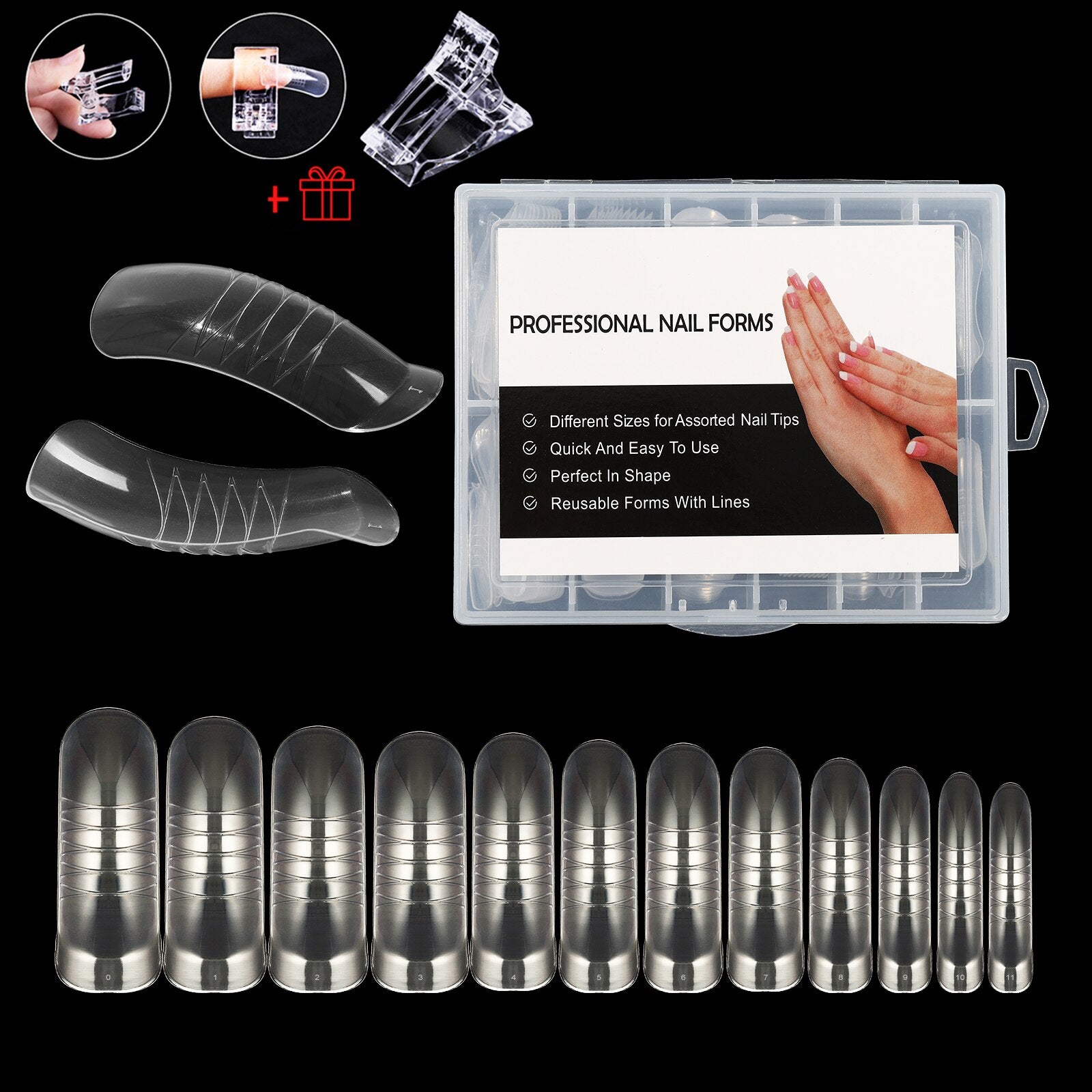 NEW Stiletto Coffin Clear Dual Forms False Tips