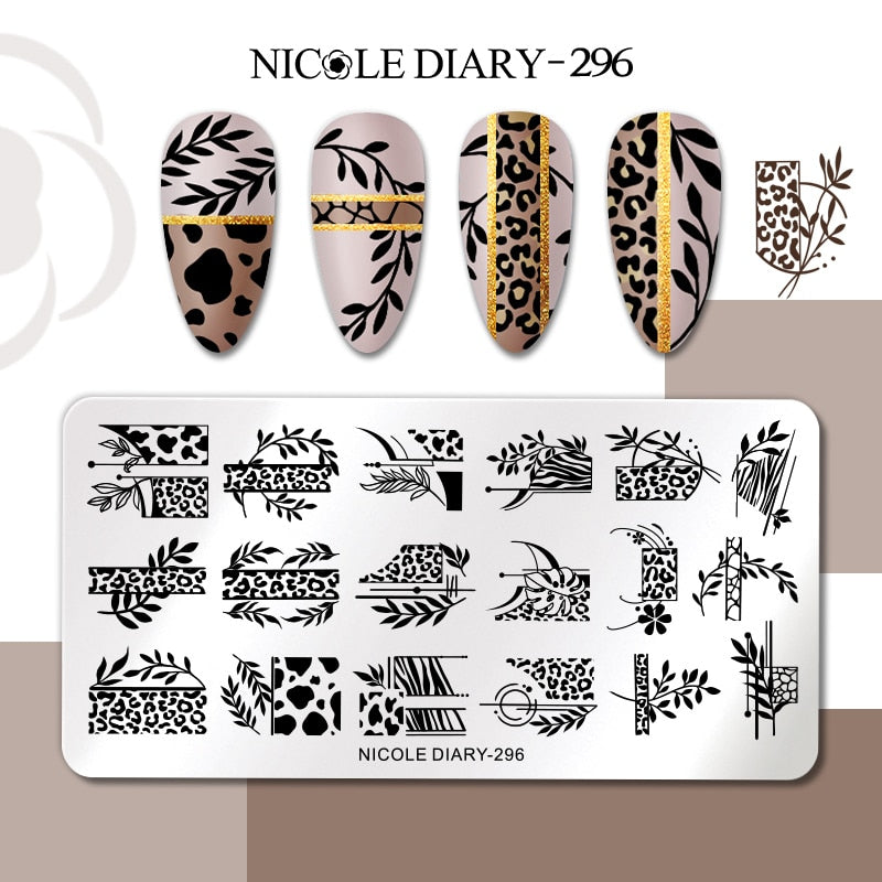 Nail Stamping Plates Leaf Floral Butterfly Line Printing Stencil Nail Stamp