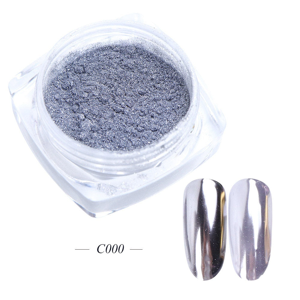 White Chrome Pearl Nail Powder Shimmer Glitter