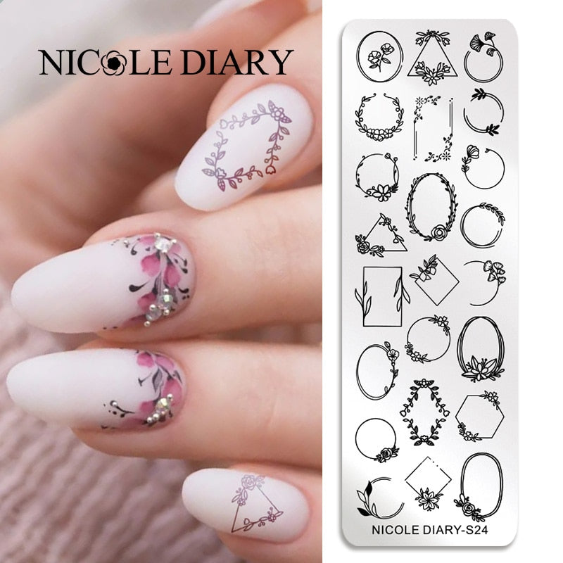 Nail Stamping Plates Leaf Floral Butterfly Line Printing Stencil Nail Stamp