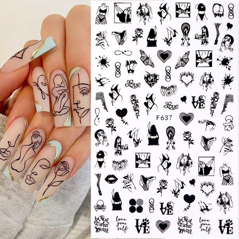 Heart Letter Nail Sticker Nail Art Decoration