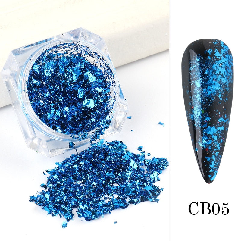 Mirror Nail Powder Pigment Pearl White Rubbing on Nail Art Glitter Dust Chrome Aurora Blue Manicure Holographic Decorations TRZY