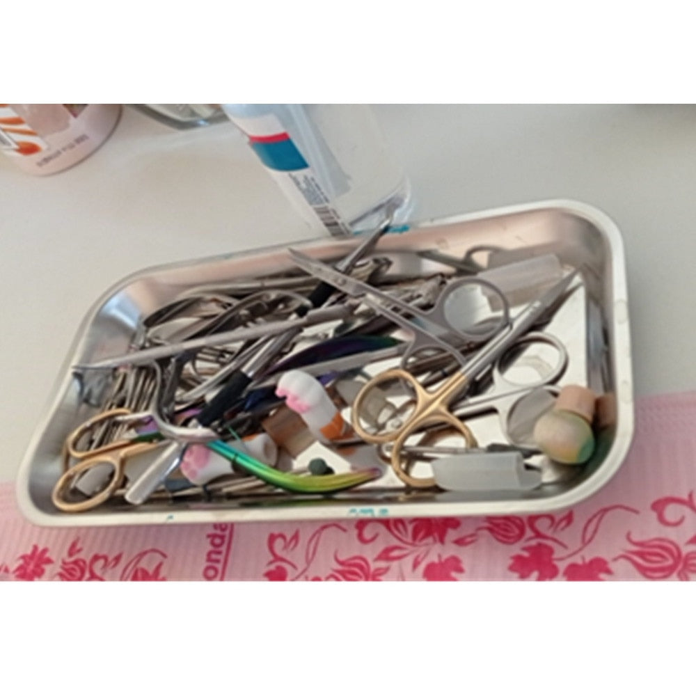 2023 New Stainless Steel Manicure Cosmetic Storage Tray Nail Art Equipment Storage Plate Doctor Dental Tray Nail Art Accessories