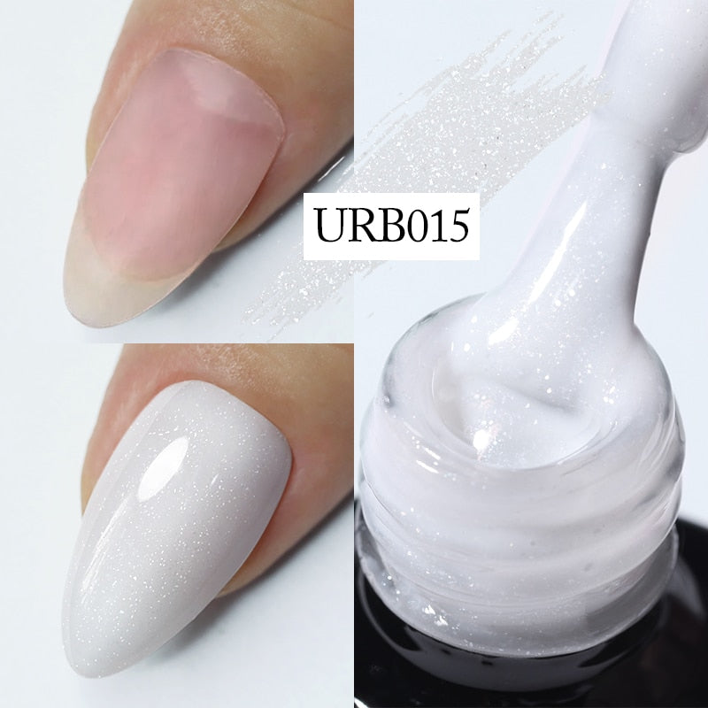 Milky Jelly White Glitter Rubber Base Gel Polish