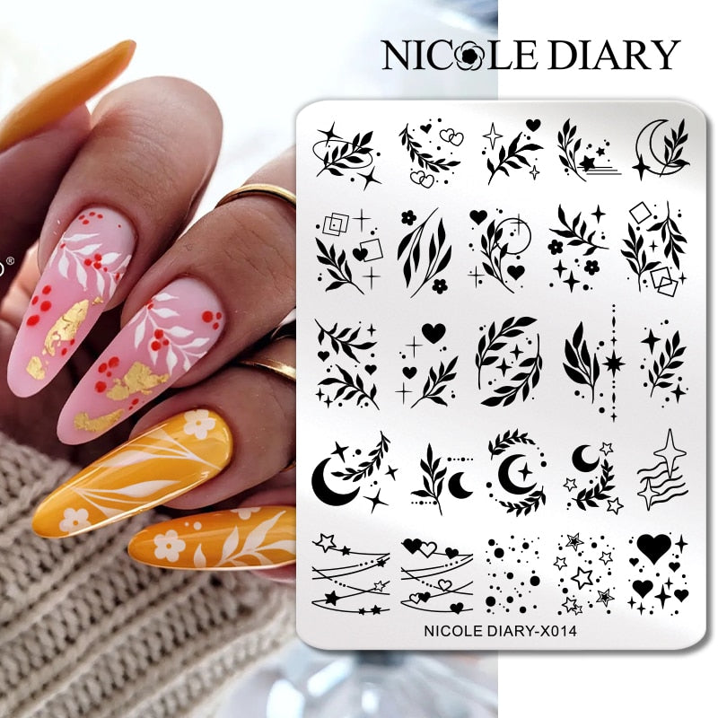 Nail Stamping Plates Leaf Floral Butterfly Line Printing Stencil Nail Stamp