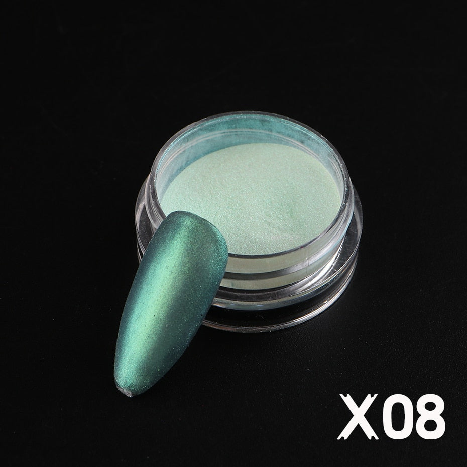 Mirror Nail Powder Pigment Pearl White Rubbing on Nail Art Glitter Dust Chrome Aurora Blue Manicure Holographic Decorations TRZY