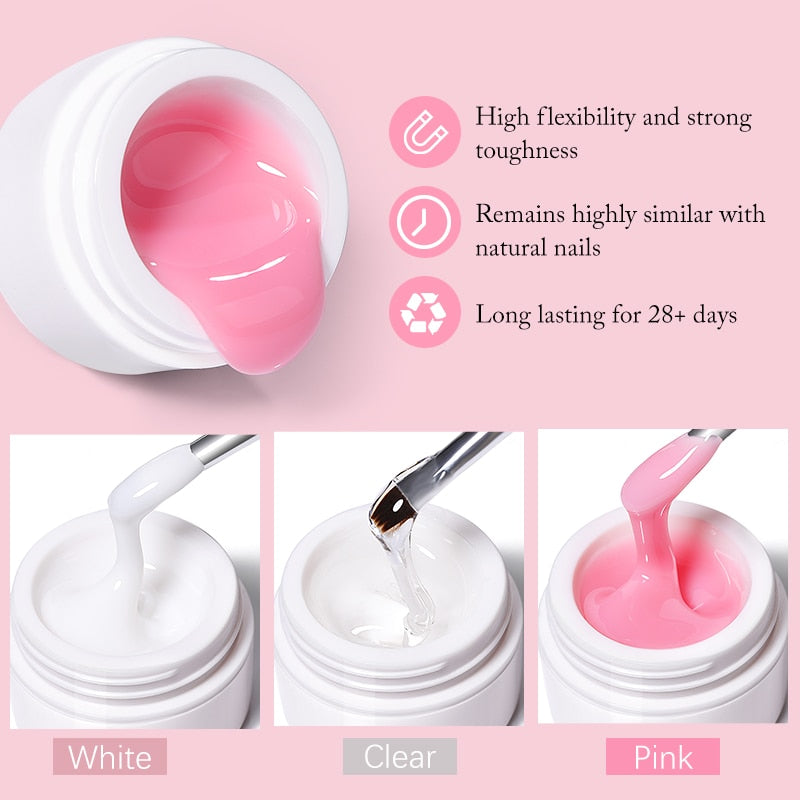 Milky White Clear Pink Color 15ml Jelly Extension Nail Gel Polish