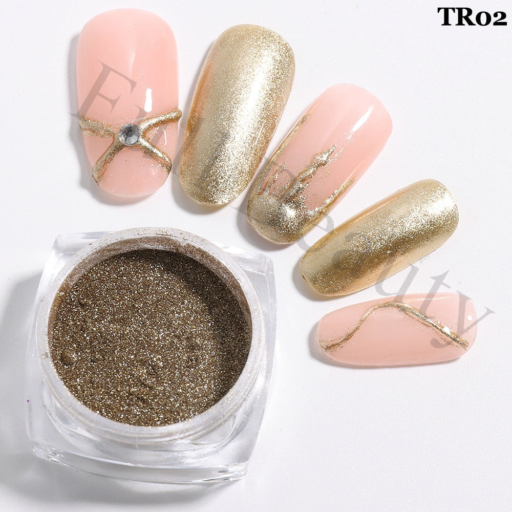 White Chrome Pearl Nail Powder Shimmer Glitter