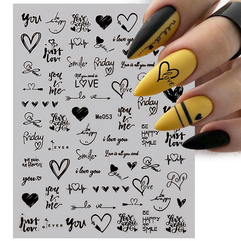 Heart Letter Nail Sticker Nail Art Decoration