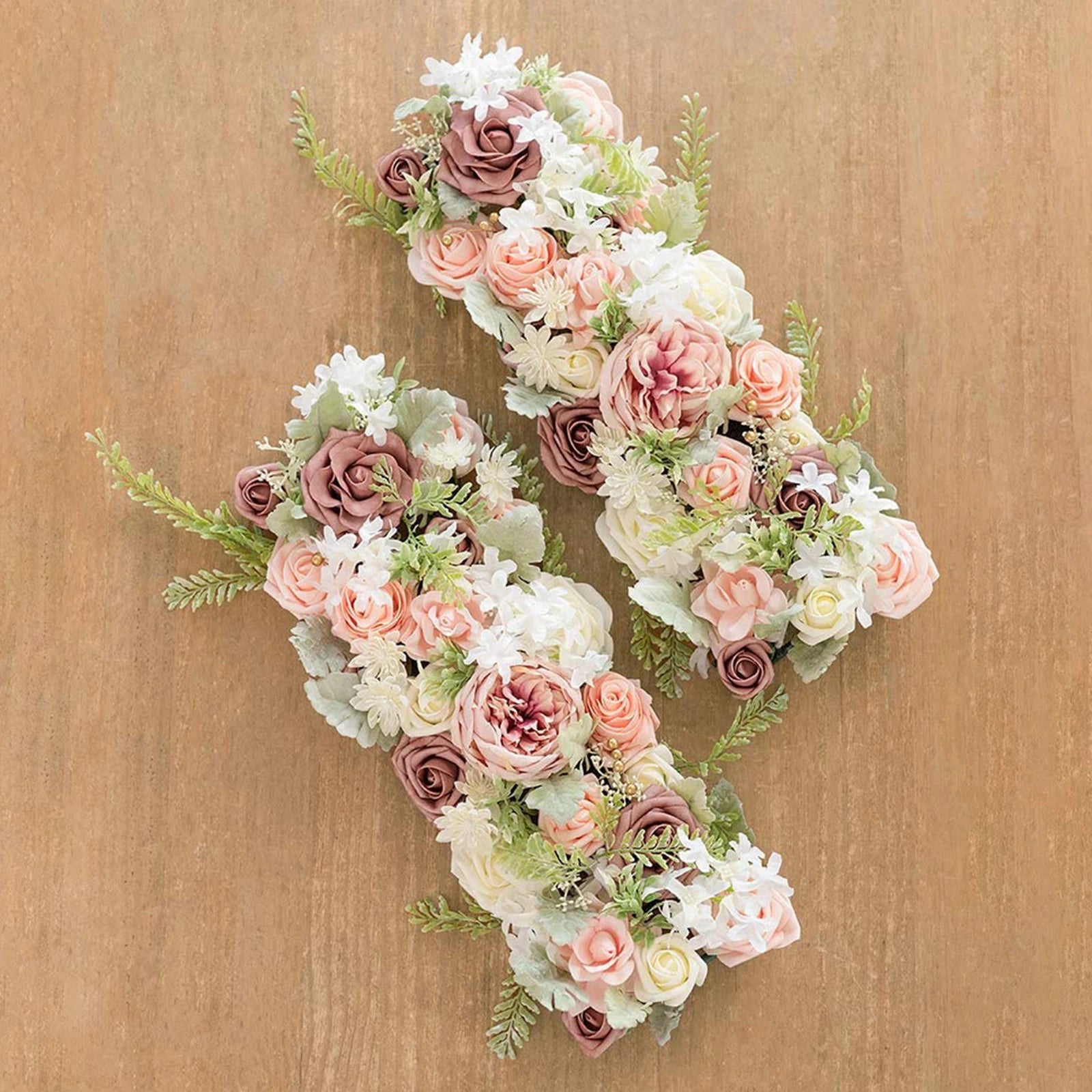 2Pcs/Set Artificial Arch Flower Swag Table Runner Centerpiece Garland for Wall Wedding Ceremony Sign Floral Decoration Flowers