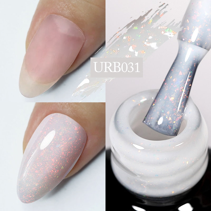 Milky Jelly White Glitter Rubber Base Gel Polish