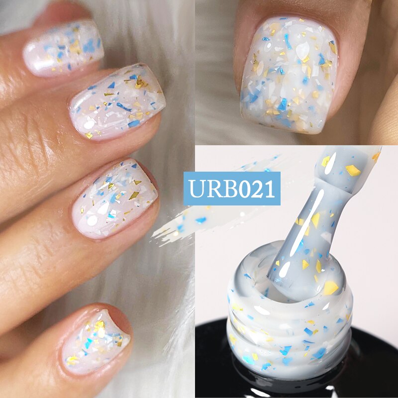 Milky Jelly White Glitter Rubber Base Gel Polish