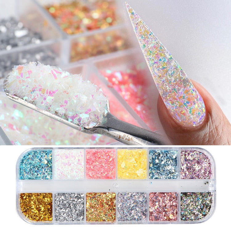 Iridescent Mixed Hexagon Nail Glitter Sequins Holo Flakes Nail Art