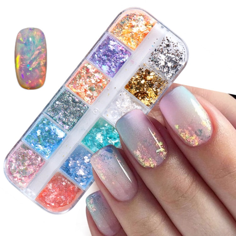 Iridescent Mixed Hexagon Nail Glitter Sequins Holo Flakes Nail Art