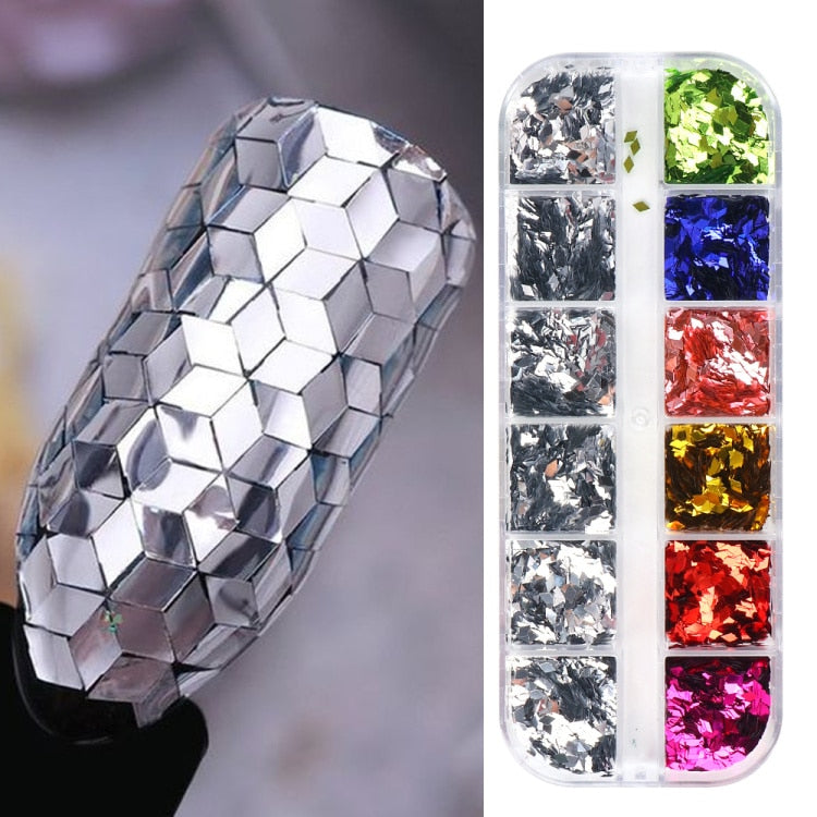 Iridescent Mixed Hexagon Nail Glitter Sequins Holo Flakes Nail Art