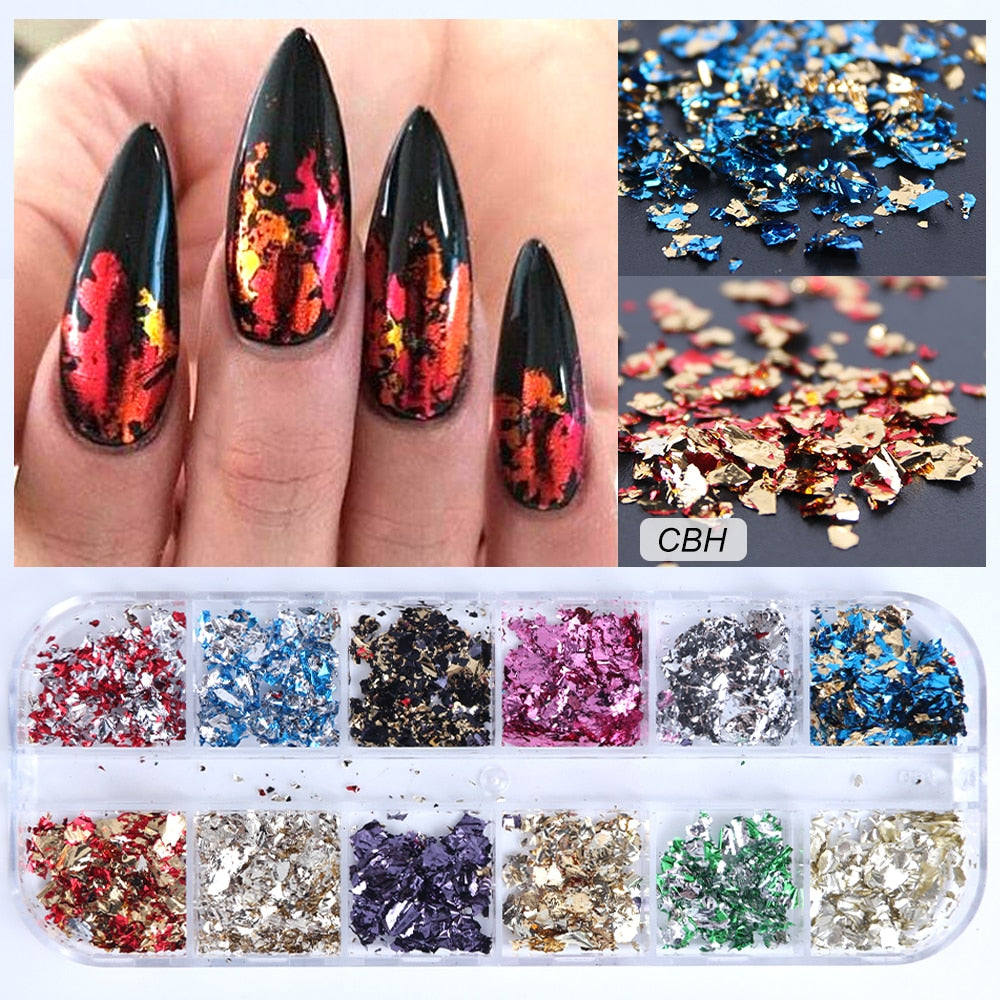 Iridescent Mixed Hexagon Nail Glitter Sequins Holo Flakes Nail Art