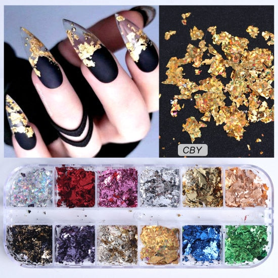 Iridescent Mixed Hexagon Nail Glitter Sequins Holo Flakes Nail Art