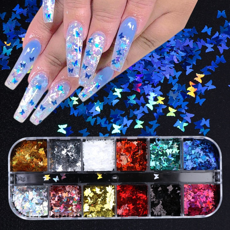 Iridescent Mixed Hexagon Nail Glitter Sequins Holo Flakes Nail Art