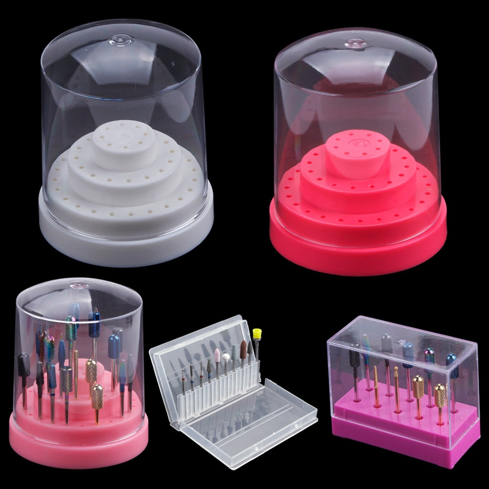 10/14/20/48 Holes Cutters Stand Container Nail Drill Bit Holder Care Case Manicure Organizer Empty Storage Box Nails Accessories