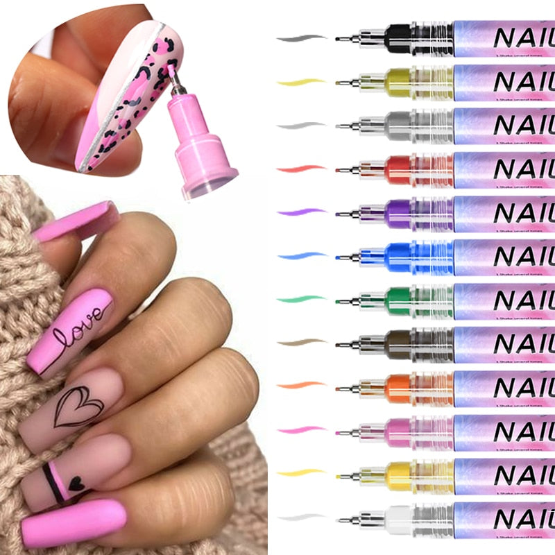 Nail Art Drawing Pencil Plastic Waterproof Painting Liner Brush