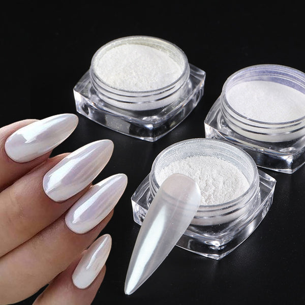 Mirror Nail Powder Pigment Pearl White Rubbing on Nail Art