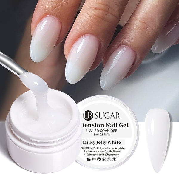 Milky White Clear Pink Color 15ml Jelly Extension Nail Gel Polish