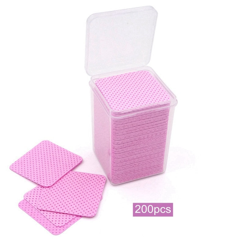 200 PCs Eyelash Gel Remover Cotton Wipes Cleaning Cotton Sheet Nail Art Cleaning Pad Nail Polish Remover